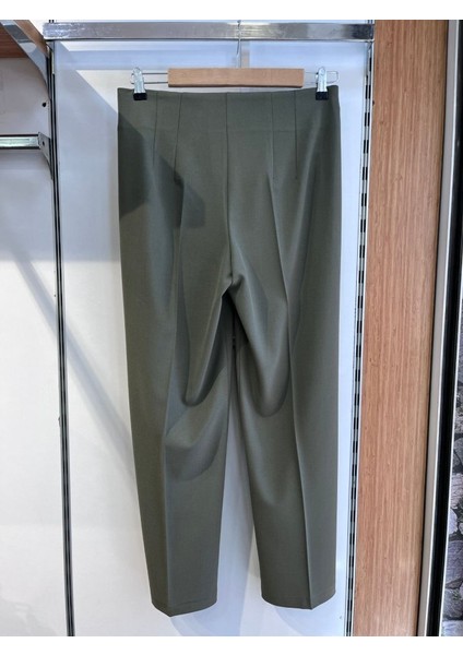 Poly Viscose Yüksek Bel Pervazli Pantolon