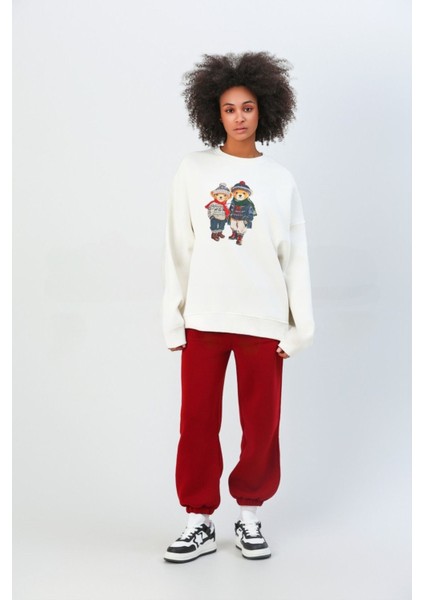 Bisiklet Yaka Teddy Sevgili Kombini Şardonlu Yumuşak Dokulu Sweatshirt fırsatları