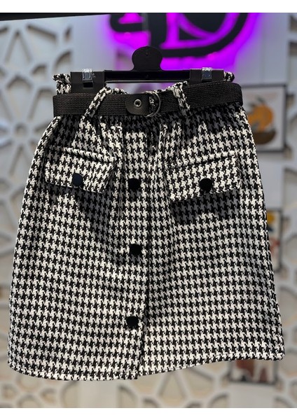 Kız Çocuk Kaz Ayağı Desenli Etek ve Bluz Alt Üst Takım fırsatları