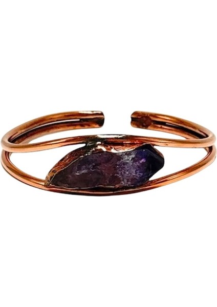 Dişli Ametist Doğal Taş Bakır Bileklik