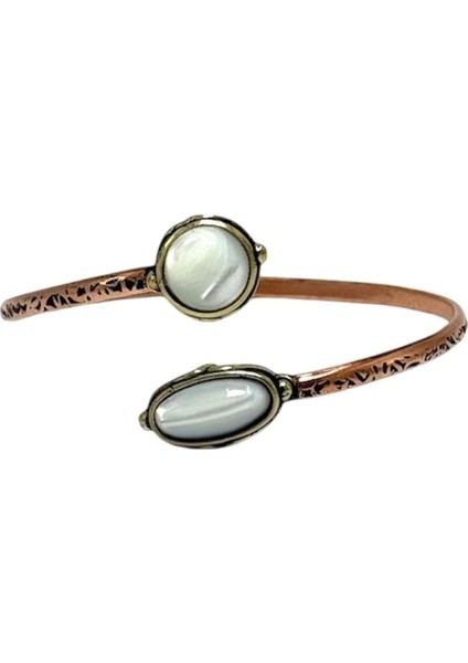 Sedef İkili Doğal Taş Bakır Bileklik