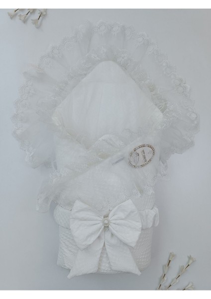 Ekru Kız Erkek Bebek Battaniyesi %100 Pamuklu Doğal Organik Uyku Kundağı Hastane Çıkışı Yenidoğan