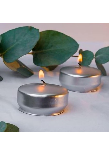 Yüzen Mum 24'lü Silver Gümüş Varaklı Kokusuz modelleri