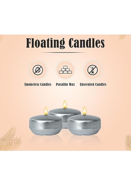 Yüzen Mum 24'lü Silver Gümüş Varaklı Kokusuz