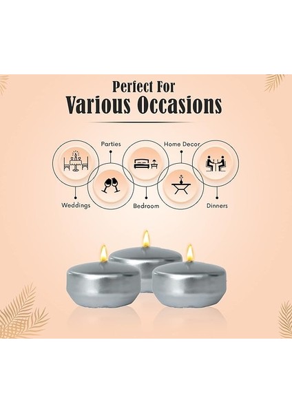 Yüzen Mum 24'lü Silver Gümüş Varaklı Kokusuz