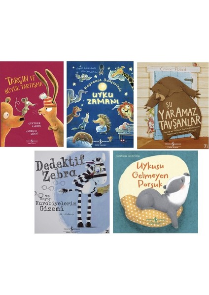 Arcin Buyuk Tartisma- Uyku Zamani -Su Yaramaz Tavsanlar - Dedektif Zebra - Uykusu Gelmmeyen Porsuk=5 Set