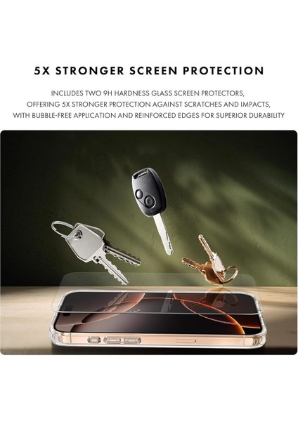 iPhone 16 Pro Max Şeffaf Silikon Kılıf (Magsafe)(1 Adet) Temperli Cam Ekran Koruyucu (2 Adet)