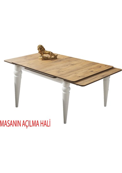 Yanlardan Açılır Yakamoz Retro Gümüş Masa Topkapı Ayak 4 Adet Çapraz Sandalye