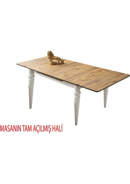 Yanlardan Açılır Yakamoz Retro Gümüş Masa Topkapı Ayak 4 Adet Çapraz Sandalye