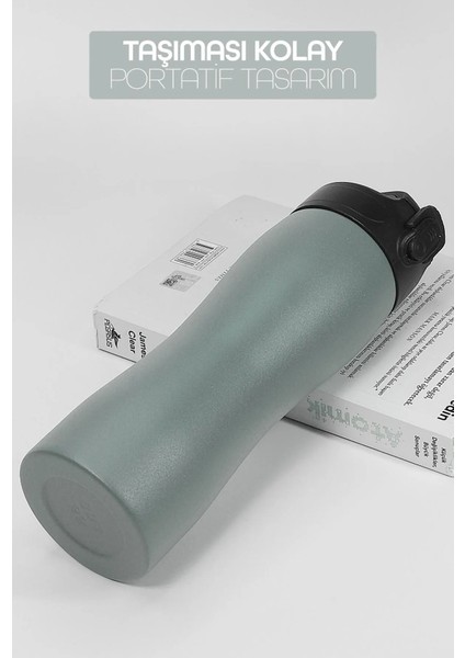 Pipetli Paslanmaz Çelik Matara - 304 Çelik Spor Suluk Bpa Içermez Taşınabilir Tasarım - Füme Renk fırsatları