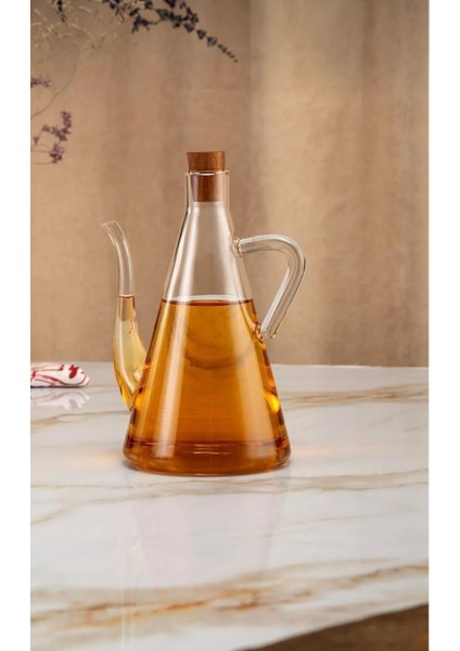 Akasya Tıpalı Kapak Borosilikat Cam Yağdanlık Sirkelik Yağlık Sosluk 500 ml
