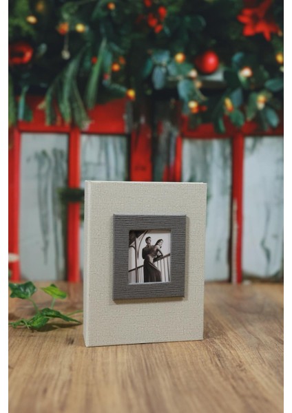 10x15 cm 100'lük Koton Desenli Lüks Fotoğraf Albümü (Krem)