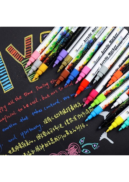 Haki Stili 35 Renk Akrilik Boya Marker Kalem Seramik Kaya Cam Porselen Kupa Ahşap Kumaş Tuval Boyama (Yurt Dışından)