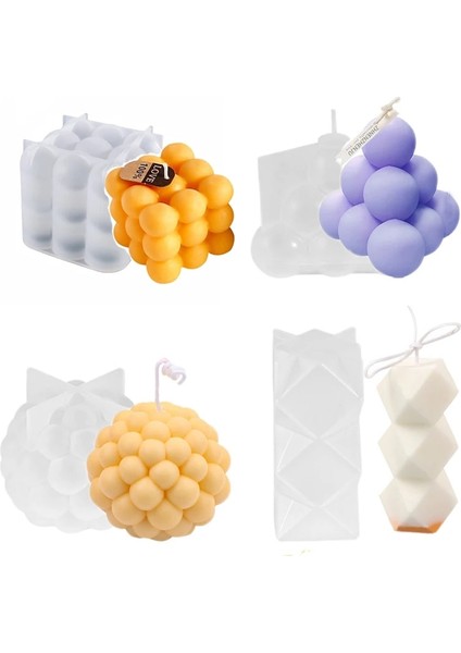 Kanepe Tarzı Yeni Kabarcık Silikon Mum Kalıp Geometrik 3D Top Şekli Piramit Reçine Epoksi Tatlı Kek El Yapımı Kokulu Mum Yapımı Malzemeleri (Yurt Dışından)