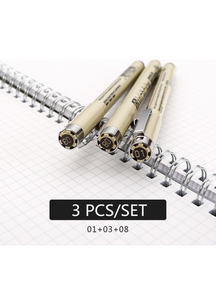 3 Adet Tarzı Pigma Micron Pen Neelde Soft Brush Çizim Kalem Seti Brush Art Markers (Yurt Dışından)