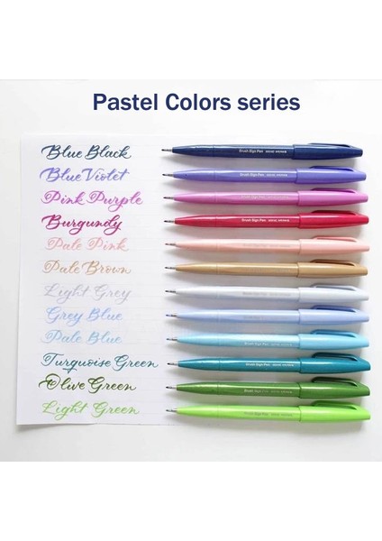 Pastel Yeşil Stil 1 Adet Japonya Pentel Dokunmatik Fırça Kalem Seti Pastel Renk Kaligrafi Kalemler Çizim Işaretleyiciler Yazı Mermi Dergisi Sanat Malzemeleri (Yurt Dışından) modelleri