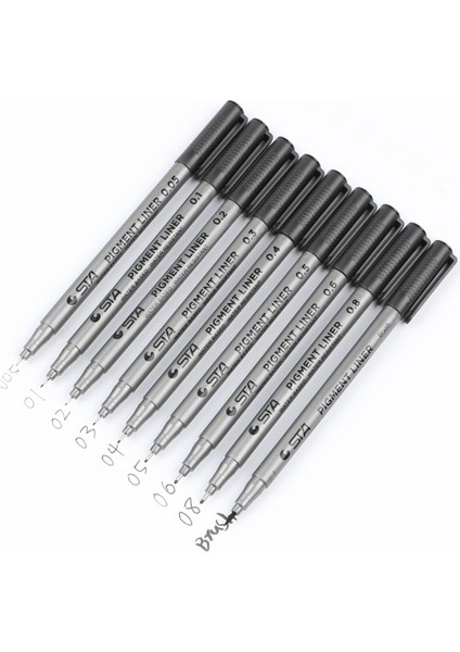 No.8 Stili Siyah Pigma Mikron Kalem Su Geçirmez Elle Çizilmiş Tasarım Kroki Iğne Kalem El Dawing Liner Fineliner Karikatür Imza Sanat Kalem (Yurt Dışından) indirimleri