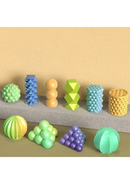 Kanepe Tarzı Yeni Kabarcık Silikon Mum Kalıp Geometrik 3D Top Şekli Piramit Reçine Epoksi Tatlı Kek El Yapımı Kokulu Mum Yapımı Malzemeleri (Yurt Dışından)