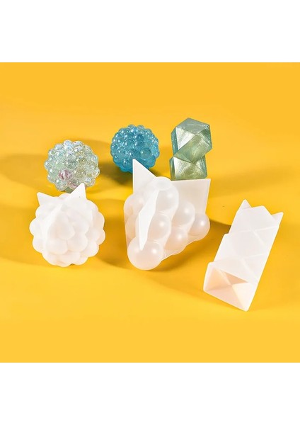 Kanepe Tarzı Yeni Kabarcık Silikon Mum Kalıp Geometrik 3D Top Şekli Piramit Reçine Epoksi Tatlı Kek El Yapımı Kokulu Mum Yapımı Malzemeleri (Yurt Dışından)