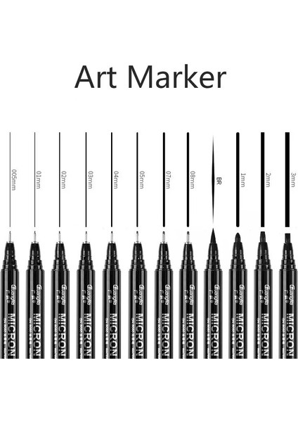 Br Tarzı 1 Adet Pigment Liner Pigma Mikron Mürekkep Marker Kalem Farklı Ucu Siyah Fineliner Eskiz Kalemleri (Yurt Dışından)
