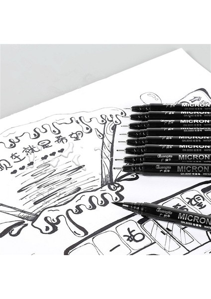 Br Tarzı 1 Adet Pigment Liner Pigma Mikron Mürekkep Marker Kalem Farklı Ucu Siyah Fineliner Eskiz Kalemleri (Yurt Dışından)