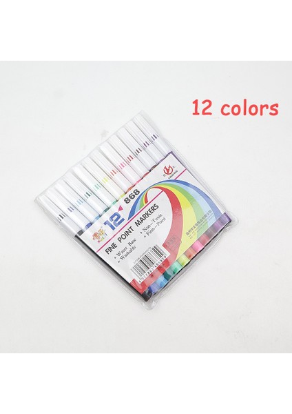 12 Renk Stili Sanat Marker Çizim Suluboya Kalem Renkli Kalem Çocuk Dıy Scrapbooking Marker Kalem Okul Kırtasiye Malzemeleri (Yurt Dışından)