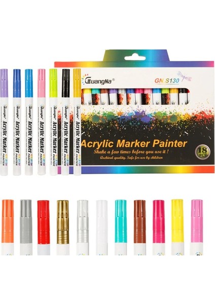 Parlak Sarı Stil Gn 36COLORS Akrilik Boya Marker Kalem Işaretleme Renk Boya Kalemleri Seramik Kaya Cam Porselen Kupa Ahşap Kumaş Canva Boya (Yurt Dışından)