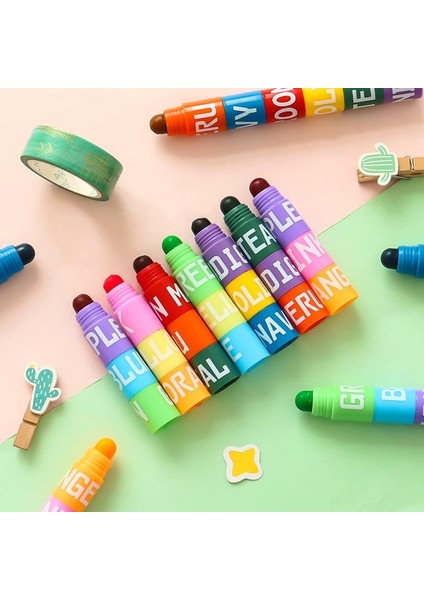 Floresan 6 Renk Stili 6 Renk Ekleme Katı Fosforlu Mum Boya Mermi Floresan Grafiti Kalem Öğrencileri Yazma Mark Dergisi Peool Malzemeleri (Yurt Dışından)