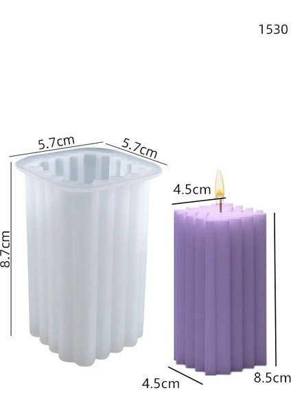 W0504-3 Tarzı Çizgili Sütun Mum Kalıp Geometrik Sütun El Yapımı Koku Balmumu Mum Ev Dekor Için Silikon Kalıp Alçı Süs Kalıp (Yurt Dışından)