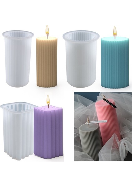 W0504-3 Tarzı Çizgili Sütun Mum Kalıp Geometrik Sütun El Yapımı Koku Balmumu Mum Ev Dekor Için Silikon Kalıp Alçı Süs Kalıp (Yurt Dışından) modelleri