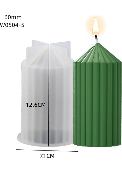 W0504-5 Tarzı Çizgili Sütun Mum Kalıp Geometrik Sütun El Yapımı Koku Balmumu Mum Ev Dekor Için Silikon Kalıp Alçı Süs Kalıp (Yurt Dışından)