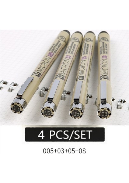 4 Adet Tarzı Pigment Liner Mikron Kalem Seti Neelde Çizim Kalemi Lot Fırça Sanat Işaretleyiciler Fineliner Eskiz Kalemi (Yurt Dışından)