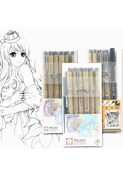 4 Adet Tarzı Pigment Liner Mikron Kalem Seti Neelde Çizim Kalemi Lot Fırça Sanat Işaretleyiciler Fineliner Eskiz Kalemi (Yurt Dışından)