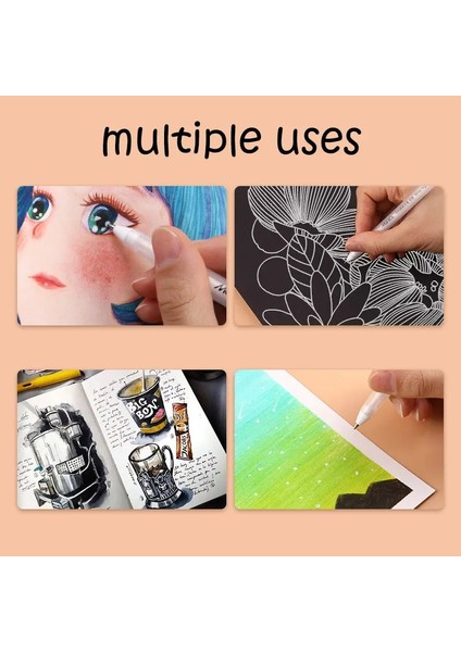 Beyaz 5 Adet Tarzı Reative Beyaz Mürekkep Jel Kalem Vurgulama Işaretleyici Kalem Öğrenci Kırtasiye Için Ince Ipucu Çizim Sanat Yazma Okul Malzemeleri (Yurt Dışından) indirimleri