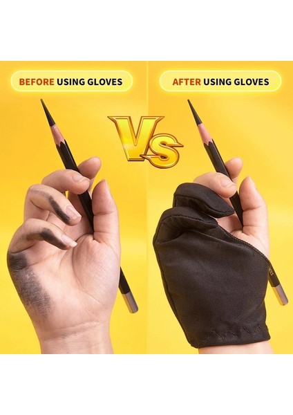 Büyük Stil Borrence Çizim Eldivenleri Öğrenci Yazma Profesyonel Çizim Siyah Iki Parmak Kirlenme Önleyici Aşınmaya Dayanıklı Kroki Sanat Boya Eldiven (Yurt Dışından) fiyatları