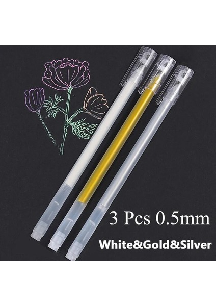 Karışık 3 Adet 0.6 mm Model 3 Adetlot Beyaz Işaretleyici Kalemler Grafiti Jel Kalem Fosforlu Yağlı Su Geçirmez Plastik Yazma Çizim Kırtasiye Okul Malzemeleri (Yurt Dışından)