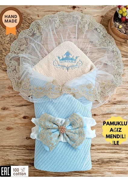 Triko Örgü Bebek Kundağı - Pamuklu & Dantelli Yenidoğan Bebek Battaniyesi