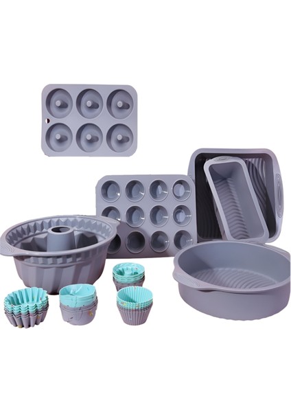 Silikon Kek Pişirme Tepsileri ve Pişirme Kalıpları Silikon Muffin Kapları Kek Pişirme Kitleri Gri (Yurt Dışından)