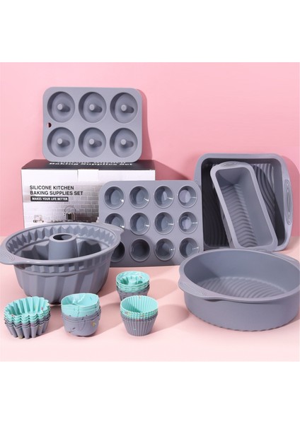 Silikon Kek Pişirme Tepsileri ve Pişirme Kalıpları Silikon Muffin Kapları Kek Pişirme Kitleri Gri (Yurt Dışından) fırsatları