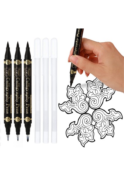 Ekstra Ince Uç-3 Adet Stili Çift Uçlu Kalem Siyah Kaligrafi Fırçası Kalem Yazı Kalemleri Sanat Marker Beyaz Kalem Yeni Başlayanlar Için Yazma Eskizler Sanat Çizimleri (Yurt Dışından) fiyatları