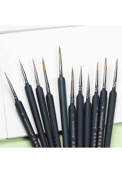 10 Adet Set Stili Gelincik Saç Ahşap Saplı Suluboya Boya Fırçası Kalem Guaj Için Minyatür Kanca Hattı Kalem Yağlı Akrilik Boyama Sanat Boya Fırçaları (Yurt Dışından)