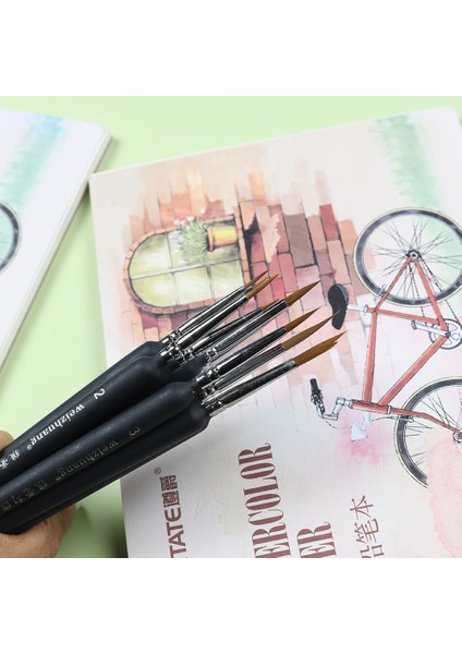 10 Adet Set Stili Gelincik Saç Ahşap Saplı Suluboya Boya Fırçası Kalem Guaj Için Minyatür Kanca Hattı Kalem Yağlı Akrilik Boyama Sanat Boya Fırçaları (Yurt Dışından)