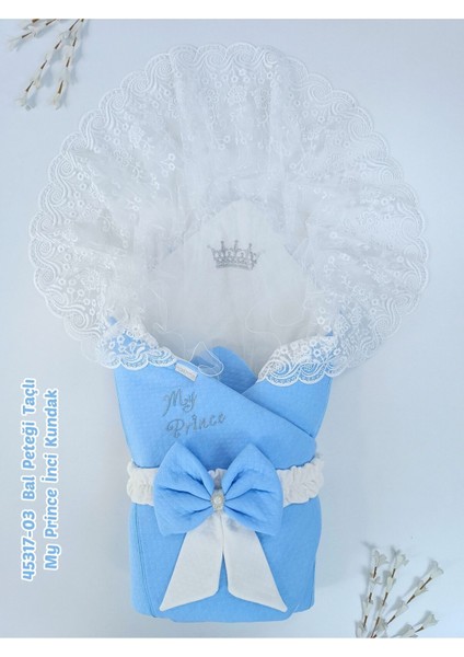 Mavi Erkek Bebek Battaniyesi Dantelli Kundak Hastane Çıkışı Yenidoğan Doğal Pamuktan Hediyelik fiyatları