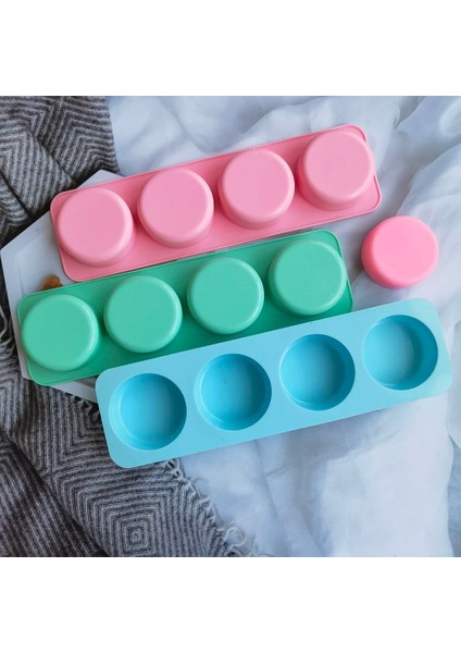 012MAVI Tarzı Sabun Yapımı Için 4 Gözlü Yuvarlak Silikon Sabun Kalıbı.3d Diy El Yapımı Sabun Kalıp Dekorasyon Balmumu Mum Kek Tepsisi Araçları (Yurt Dışından)