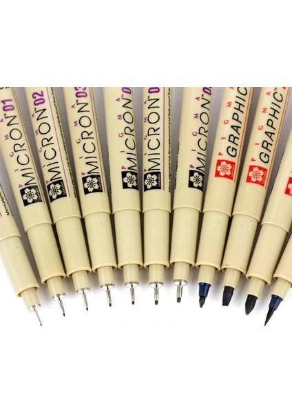No.2 Tarzı Pigment Liner Mikron Kalem Seti Neelde Cetvel Kalemi Fırça Sanat Işaretleyiciler Fineliner Eskiz Işaretleme Kalemi (Yurt Dışından)