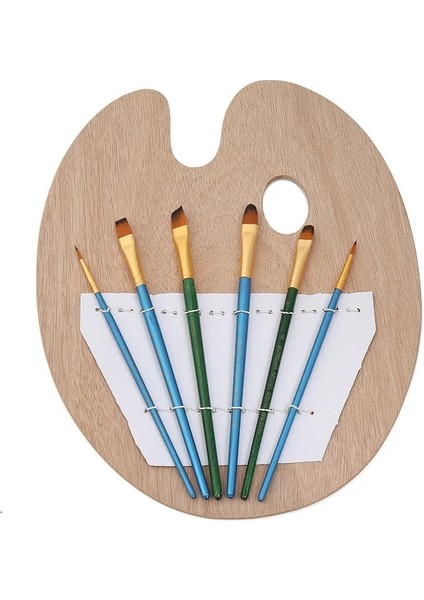 6 Fırça Palet Stili Ahşap Minimalist Palet Öğrenci Oval Yağlıboya Guaj Fırça Seti Boyama Boya Paleti Boya Tepsisi Sanat Malzemeleri (Yurt Dışından) modelleri