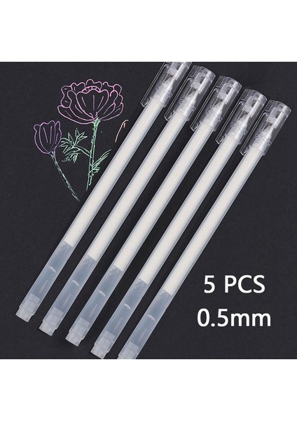 Beyaz 0,5 mm 5 Adet Stil Reative Beyaz Mürekkep Jel Kalem Vurgulama Işaretleyici Kalem Öğrenci Kırtasiye Için Ince Ipucu Çizim Sanat Yazma Okul Malzemeleri (Yurt Dışından)