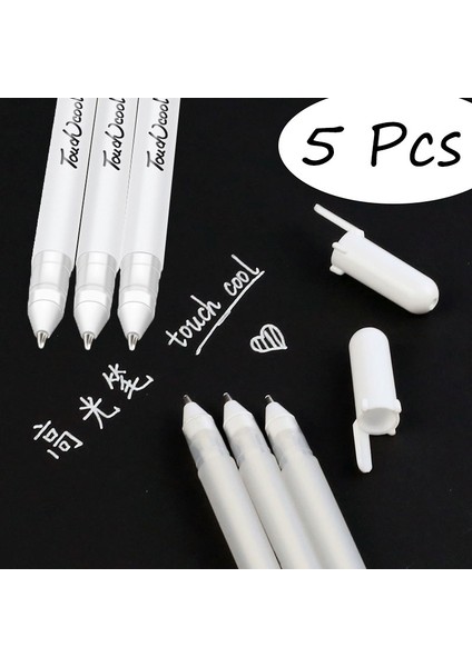 Beyaz 0,5 mm 5 Adet Stil Reative Beyaz Mürekkep Jel Kalem Vurgulama Işaretleyici Kalem Öğrenci Kırtasiye Için Ince Ipucu Çizim Sanat Yazma Okul Malzemeleri (Yurt Dışından) fırsatları