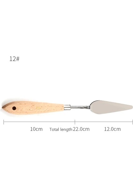 No.12 Tarzı Palet Bıçağı Boyama Paslanmaz Çelik Spatula Palet Bıçağı Yağlı Boya Metal Bıçaklar Ahşap Saplı (Yurt Dışından)