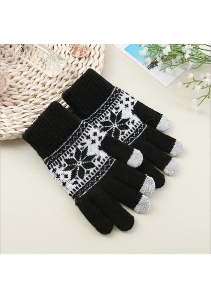 Haki Tarzı Tek Boyut Kış Sıcak Eldiven Erkek Kadın Yün Örme Eldiven Şeker Renk Kar Tanesi Eldivenler Cep Telefonu Tablet Pad Için (Yurt Dışından) fiyatları